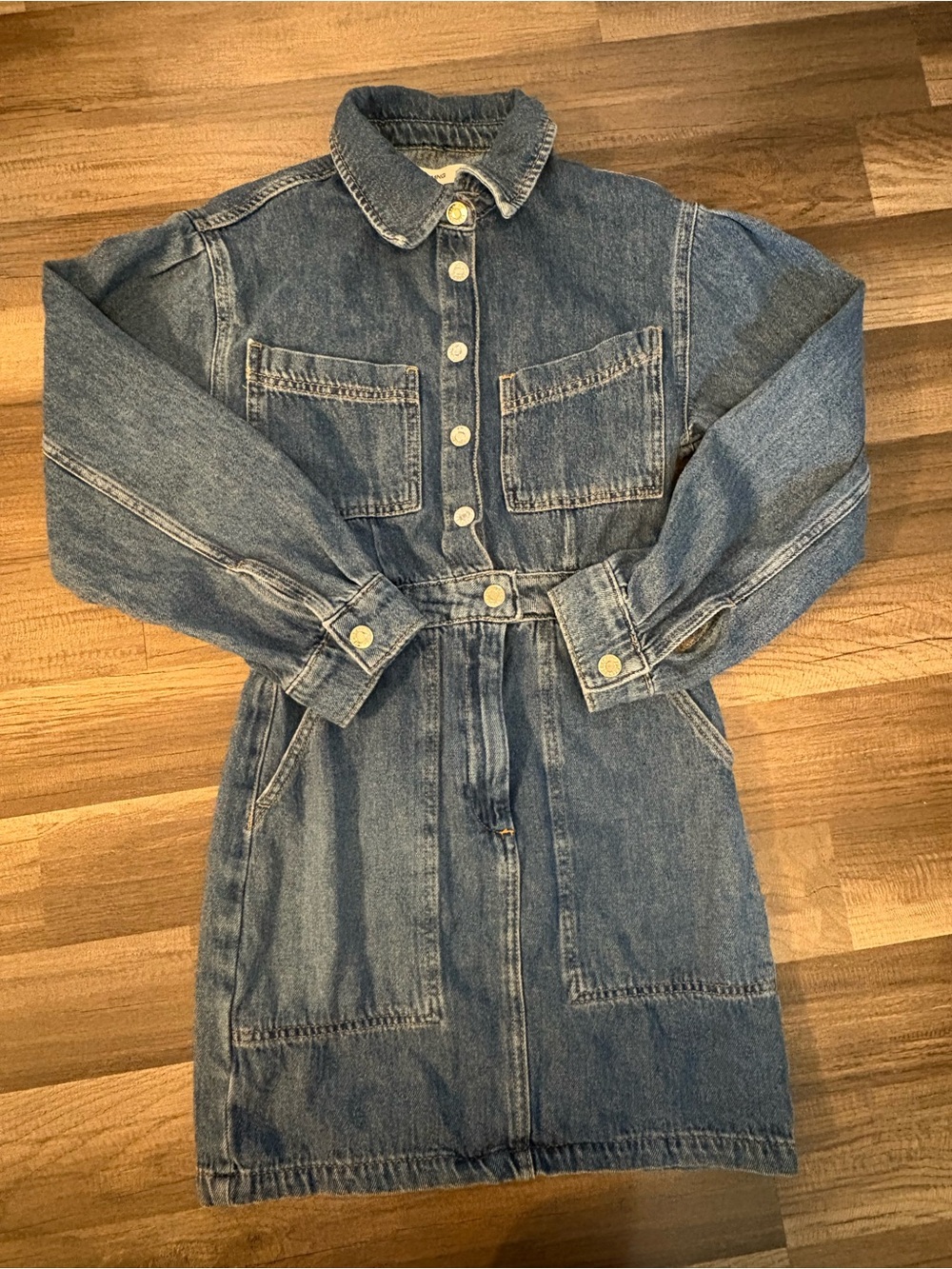 Mango Blue Denim Mini Shirt Dress